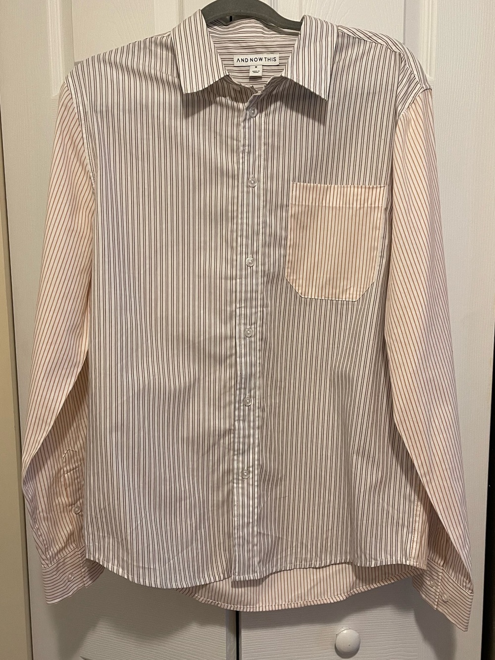 And Now This Men's Pink Stripe Casual Button-Down Shirt